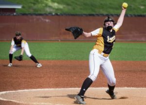 Thomas Jeffersons's Bella Bucy pitches the ball against West Allegheny during the WPIAL Class 5A softball championship Thursday, May 31, 2018, at Seton Hill University. West Allegheny won 4-2.