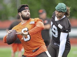 Cleveland Browns quarterback Baker Mayfield in a scene from HBOs Hard Knocks series.