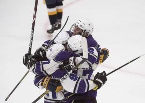 Baldwin celebrates after scoring against Mars during their PIHL Class AA semifinals at Robert Morris Island Sports Center on Neville Island on March 11, 2020. This season, Baldwin leads the Southwest Division.