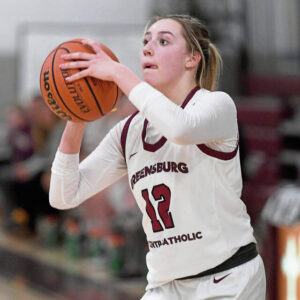 Greensburg Central Catholics Mya Morgan shoots a 3-pointer last season.