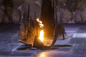 The Eternal Flame glows in the Hall of Remembrance at the Yad Vashem Holocaust Museum in Jerusalem June 16.