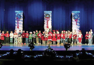 First-graders from Sunrise Elementary School perform during a live segment at the 2021 Penn-Trafford Wishes for Warriors Holiday Telethon.