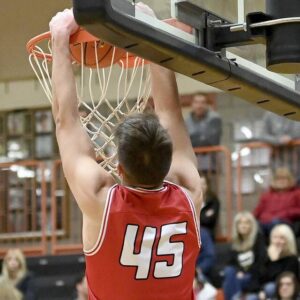 Peters Townships Jack Dunbar dunks against Bethel Park on Jan. 17.