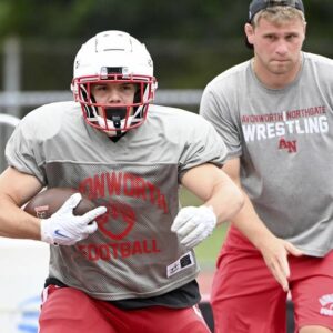 Avonworth’s Brandon Biagiarelli works out during practice on Tuesday, Aug. 15, 2023, in Ohio Twp.