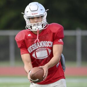 Neshannock quarterback Jino Mozzocio works out during practice on Wednesday, Aug. 16, 2023, in Neshannock.