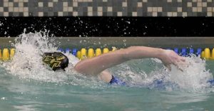 Penn-Trafford’s Laela Whetstone finishes fifth in the girls 500-yard freestyle during the WCCA Swimming Championships Saturday, Jan. 25, 2025 at Derry Area High School.