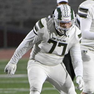 Pine-Richland lineman John Curran plays against Bishop McDevitt during a PIAA Class 5A state semifinal on Nov. 29, 2024, in Altoona.