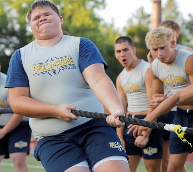 Apollo-Ridge’s Connor Bogdanski takes part in the Big Man Challenge on July 23, 2025, at Fox Chapel.
