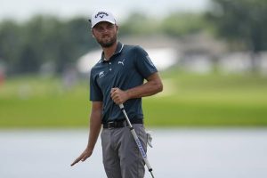 Adam Svensson reacts to his putt on the 18th hole during the first round of the 3M Open on Thursday.