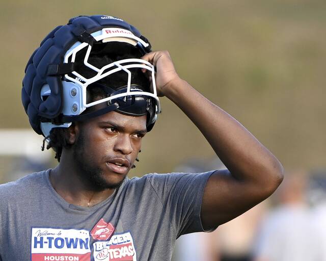 Central Valley’s Brendan Alexander works out during practice on July 30, 2025, in Center.