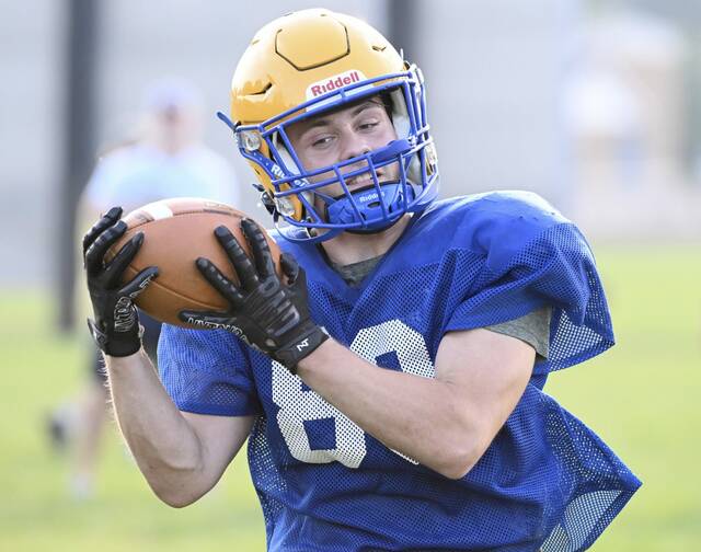 Derry’s Anthony Frank during practice Aug. 5, 2025 at Derry Area High School.