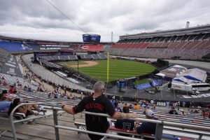 Fans gather Sunday for the conclusion of the MLB Speedway Classic at Bristol Motor Speedway in Bristol, Tenn.