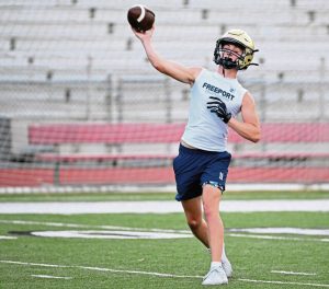 Freeport quarterback Drew Ross throws 7-on-7 play in July at Fox Chapel.