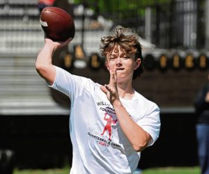 Greensburg Central Catholic quarterback Bobby Smithnosky throws during the Willie Thrower quarterbacks camp June 2025 at Valley High School.