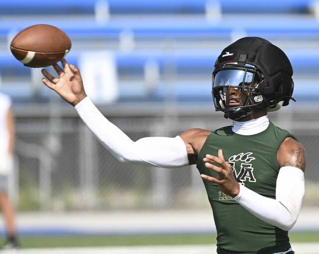 Belle Vernon quarterback Curtis Wade throws during the WCCA 7-on-7 tournament July 17, 2025 at Hempfield Area High School.