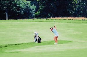 Quaker Valley senior Makenna Kamnikar competes at the 2025 Sewickley Heights Junior Club golf championship.