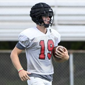 Waynesburg’s Jack Ricciuti works out during practice on Thursday, Aug. 14, 2025, in Waynesburg.