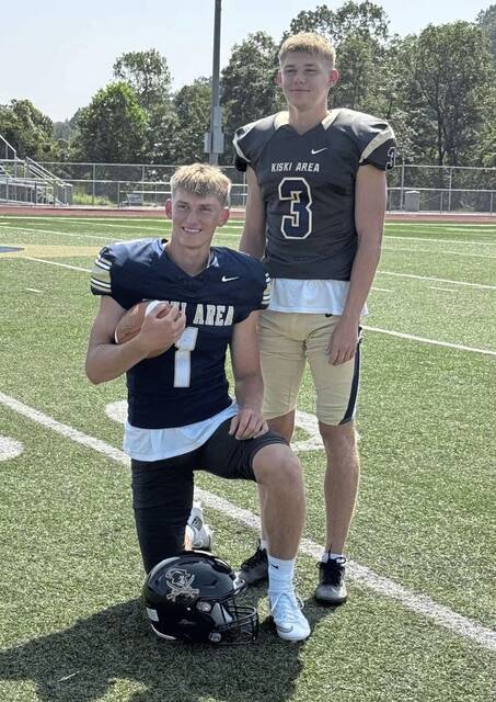 Brothers Teegan (1) and Aven Shirley will be key players for Kiski Area football in 2025.