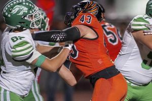 Bethel Park’s Clancy Orie (43) competes against South Fayette last season.