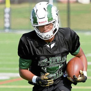 Pine-Richland’s Jay Timmons works out during practice on Monday, Aug. 4, 2025, in Pine.