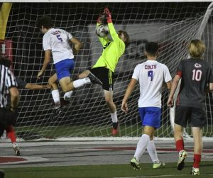 Chartiers Valley’s Sean Walsh makes a save against West Allegheny last season.
