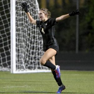 Quaker Valley’s Ari Bosh celebrates after scoring the go-ahead goal against Beaver last season.