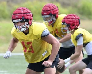 North Catholic’s Nick Franco works out during practice on Friday, Aug. 8, 2025, at J.C. Stone Field in North Park.