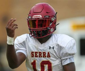 Serra Catholic's Rayshawn Pritchard works out during practice ahead of the 2025 season.