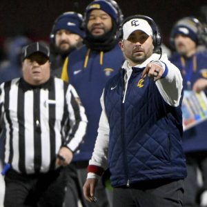 Central Catholic head coach Ryan Lehmeier reacts on the sideline during the PIAA Class 6A state championship game against St. Joseph’s Prep on Saturday, Dec. 7, 2024, at Cumberland Valley.