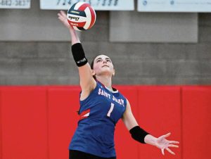 St. Joseph’s Kate Giannetta plays against Trinity on Aug. 18 at St. Joseph High School.