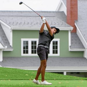 North Allegheny’s Ravi Desai watches his tee shot on No. 10 during the WPIAL Class 3A boys golf championship on Oct. 1 at the Oakmont Country Club.