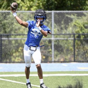 South Park quarterback Robert Lenzi throws a pass during practice Aug. 12.