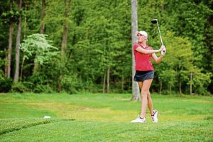 North Allegheny’s Kayli Dings watches her shot at a Tri-State Junior PGA tournament in May at Laurel Valley.