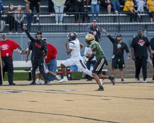 Aliquippa's Marquis Council returns a kickoff against Belle Vernon on Aug. 29, 2025, at Belle Vernon.