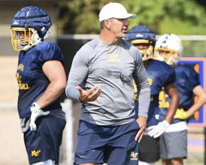 Mars head coach Eric Kasperowicz works with his team during practice on Friday, Aug. 8, 2025, at the Mars Athletic Complex.