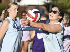 Norwin’s Gemma Moffatt gets to the ball against Kiski Area on Sept. 3, 2024, at the Ellen Toy grass court at Kennedy Park.