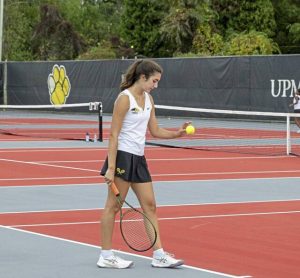 North Allegheny sophomore Mia Kaufman plays during the 2025 season. “Everyone has a lot more confidence,” said Kaufman, a returning WPIAL singles qualifier and the Tigers’ No. 1 player.