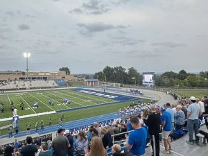 Fans await the start of the Hempfield-Kiski Area high school football game, Friday, Sept. 5, 2025, in Hempfield.