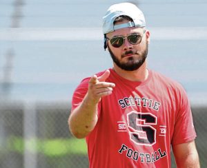 Southmoreland coach Dustin Shoaf looks on during the WCCA 7-on-7 tournament in July.