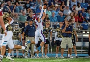 Mt. Pleasant’s Stephen Predajna makes a catch in the first half against Burrell on Friday, Sept. 5, 2025, at Burrell High School.
