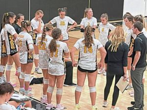 The Quaker Valley girls volleyball team competes during the 2025 season.