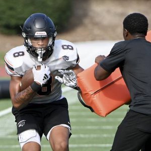 Bethel Park’s David Dennison works out during practice on Wednesday, Aug. 6, 2025, at Black Hawk Stadium in Bethel Park.