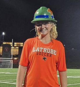 Latrobe junior soccer player Emerson Shine scored the winning goal Wednesday night in a 1-0 win over visiting Penn-Trafford.