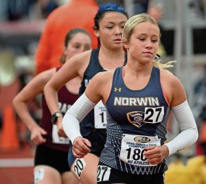 Norwin’s Annie Czajkowski takes fifth in the 3200m run during the 3A PIAA Track and Field Championships May, 24, 2025 at Shippensburg University.