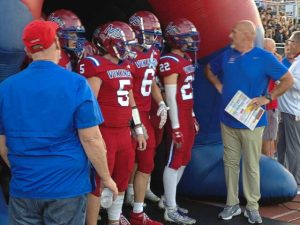 Mt. Pleasant coach Jason Fazekas gets ready to take his team onto the field before a game against Yough on Sept. 26, 2025, at Mt. Pleasant.