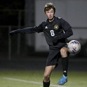 Quaker Valley’s Sutton Hoehl controls the ball against Central Valley last season.