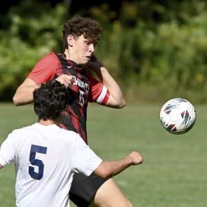 Sewickley Academy’s Luca Peluso plays against Aquinas Academy on Sept. 2, 2025, at Nichol Field.
