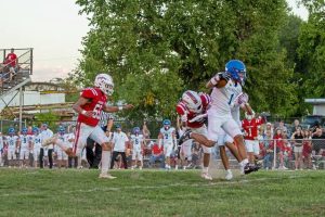 Jeannette’s Jayce Powell plays against Frazier on Sept. 12, 2025, at Frazier.