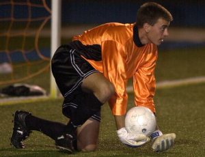 East Allegheny goalkeeper Josh Miller makes a save during a game against Elizabeth Forward on Sept. 5, 2002.