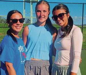Mt. Pleasant singles players (from left) Autumn Jurkovic-Kuzma, Ryleigh Drzal and Bella Fullman